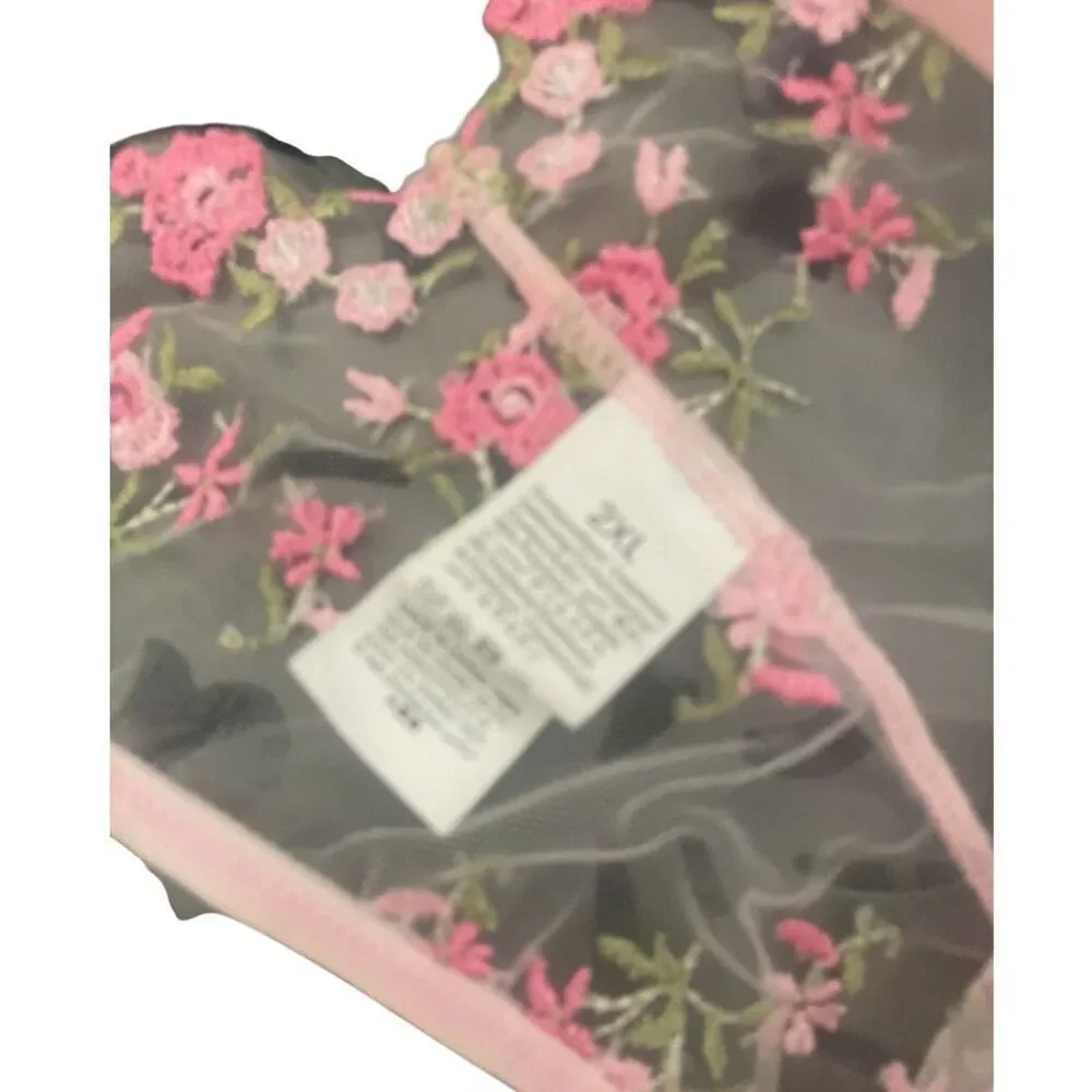 FFF Pink Plus Size Sheer Floral Bra & Panty Set Size 2X NWT
